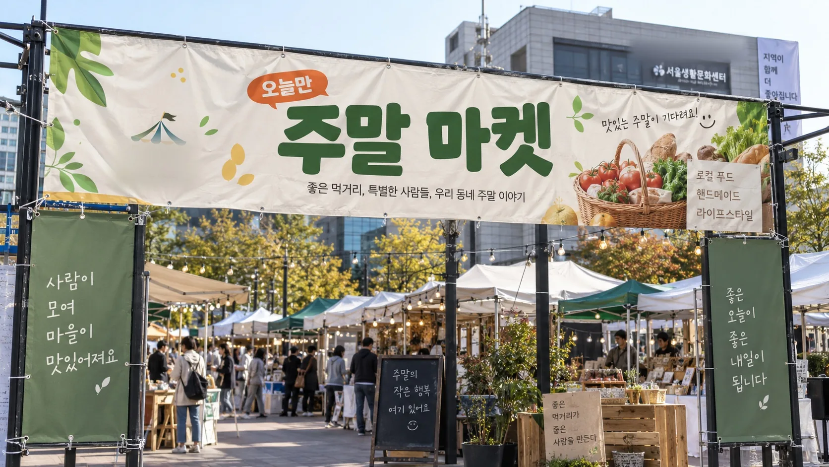 행사장에 설치한 현수막과 배너