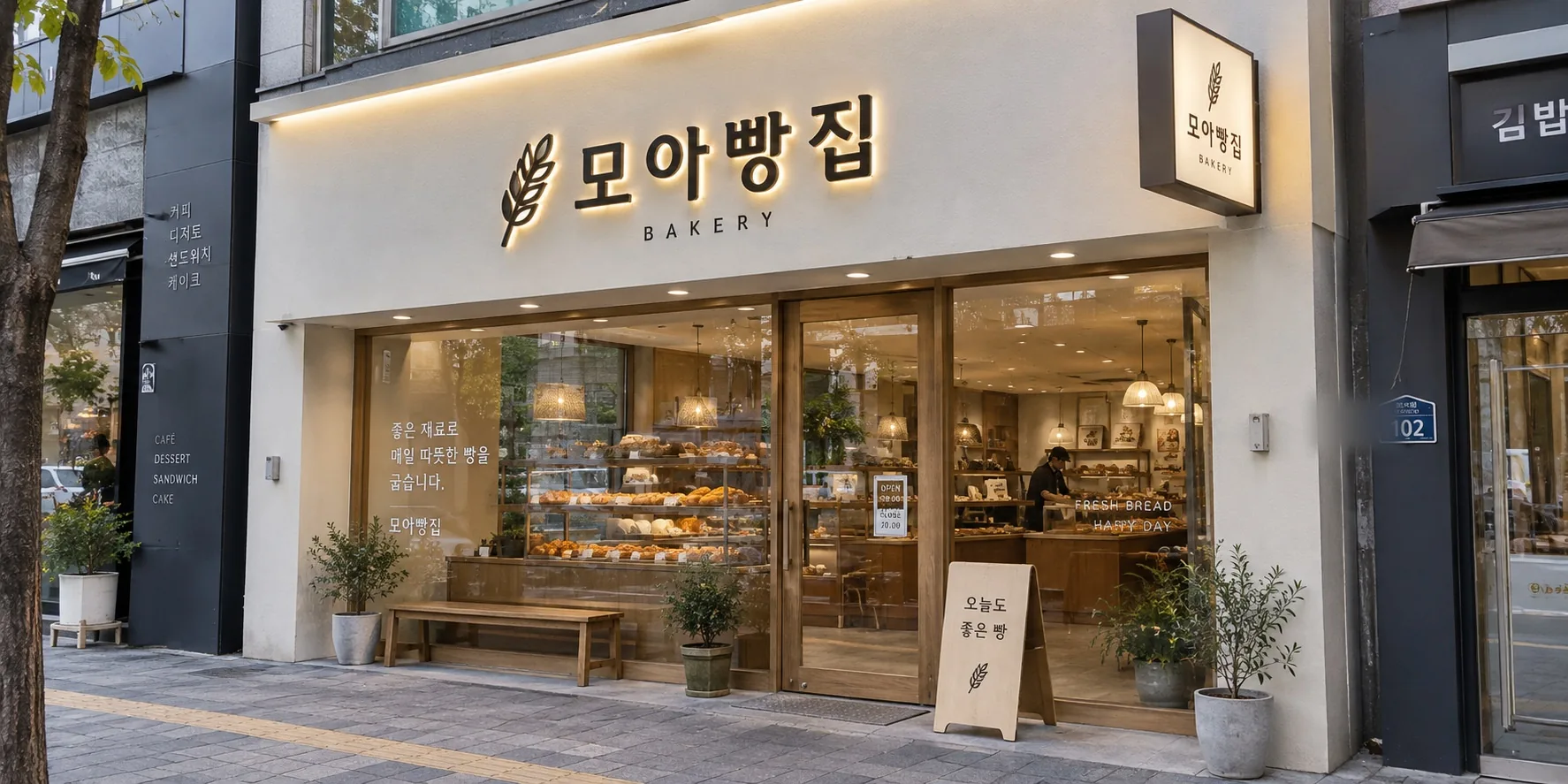매장 전면에 제작·시공한 간판