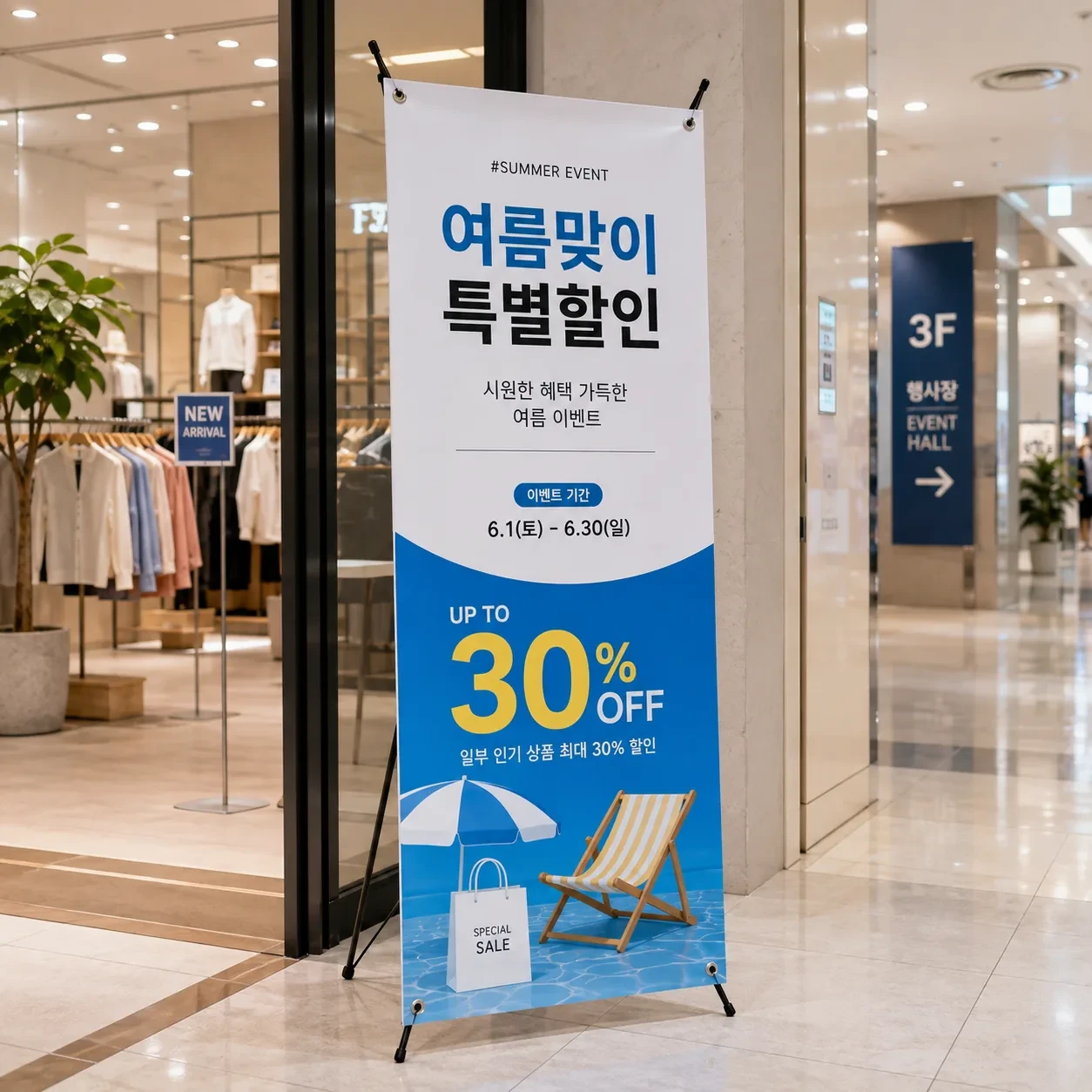 실내배너 거치대 설치 예시