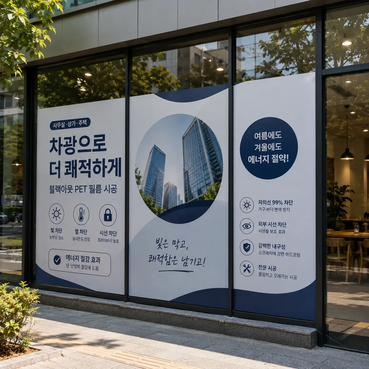 블랙아웃 차광 시공 예시